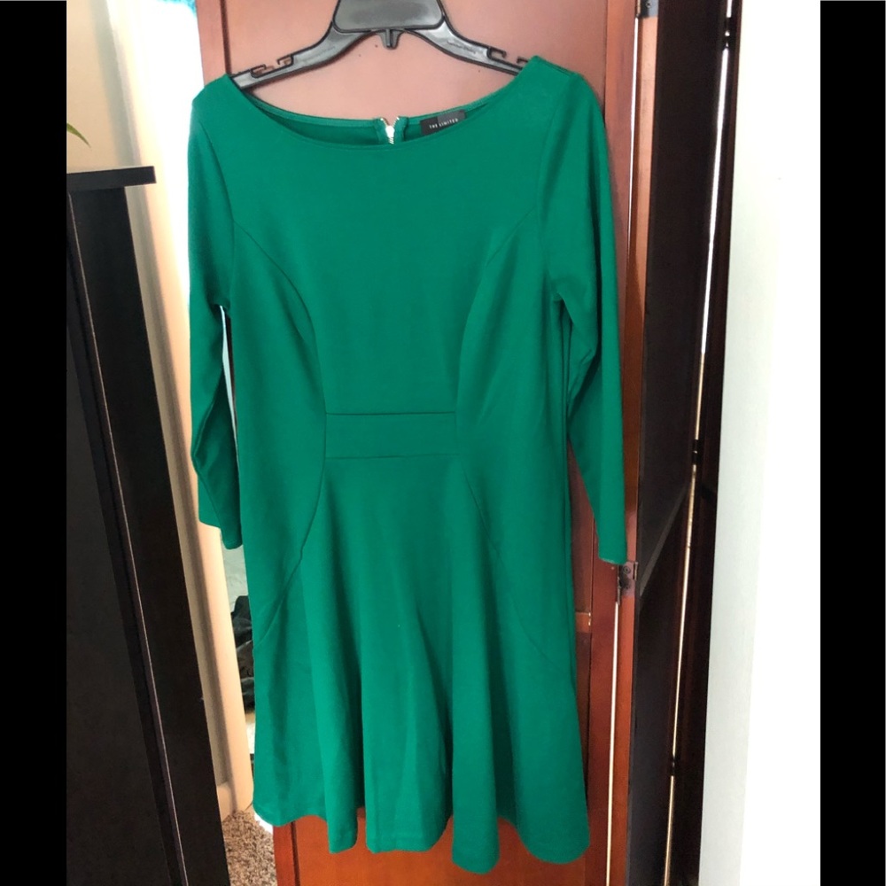 “The Limited” Green Long-sleeved Dress, Size Medium